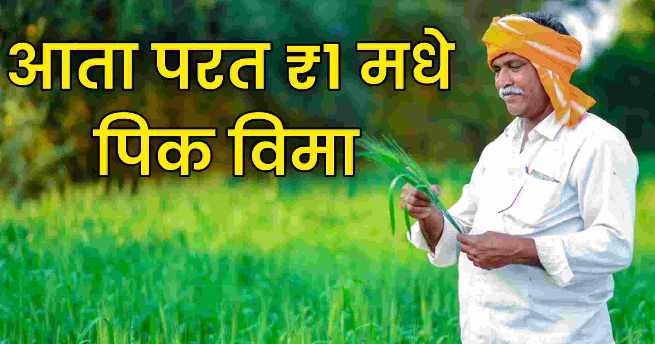 1 Rupyat pik vima: आता फक्त ₹1 मध्ये पीक विमा,नुकसान झालं तरी सरकार देईल भरपाई 1 Pik vima Yojana